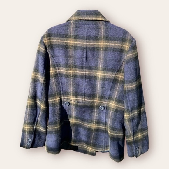 VTG Chadwick’s Wool Blue Plaid Peacoat SZ 16 - Picture 2 of 3